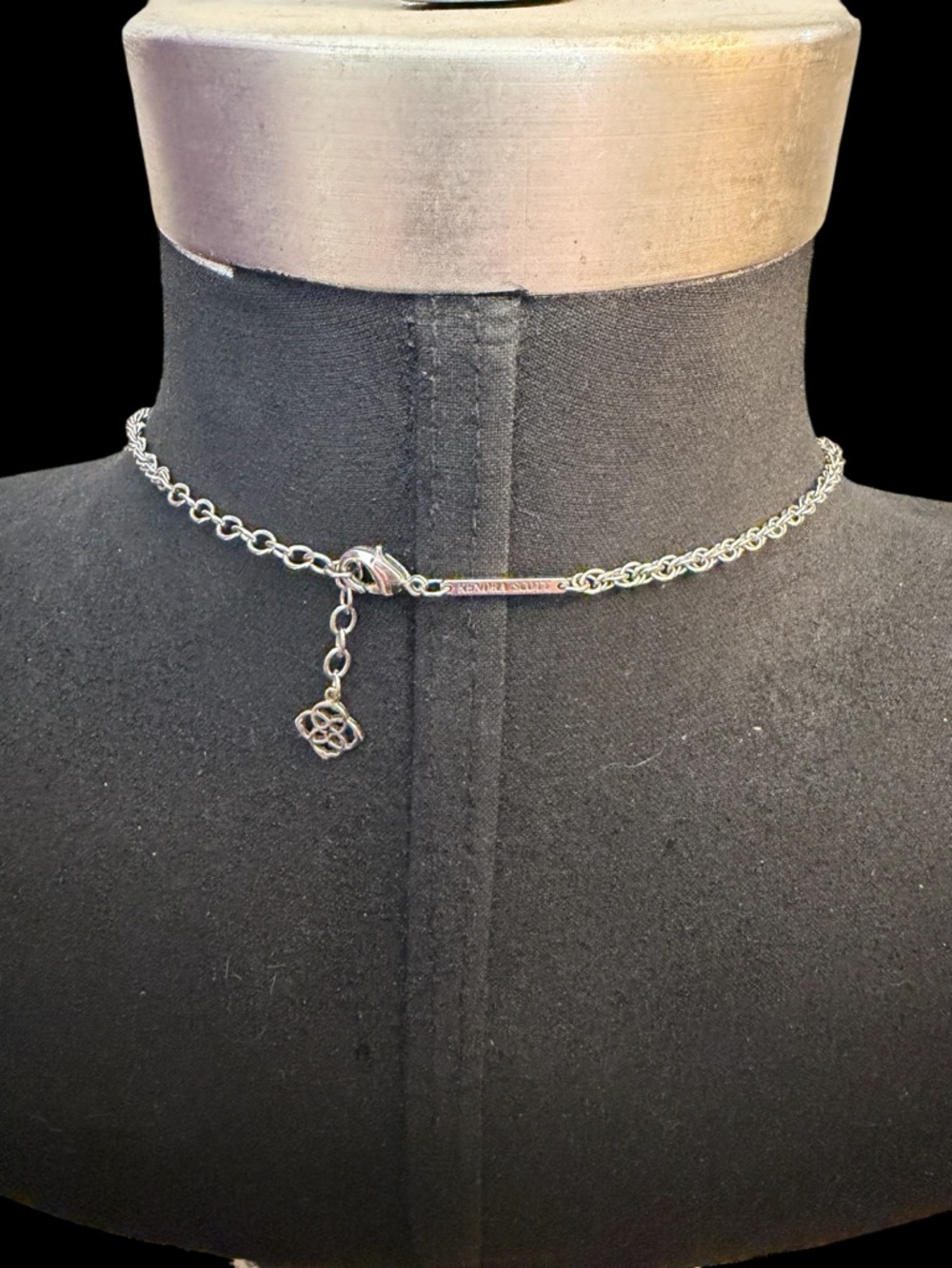 Kendra Scott Rayne Silver Long Pendant Necklace in Black Opaque Glass - Picture 7 of 8